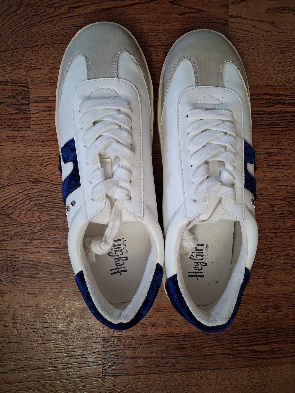 Corkys Leather White And Blue Velvet